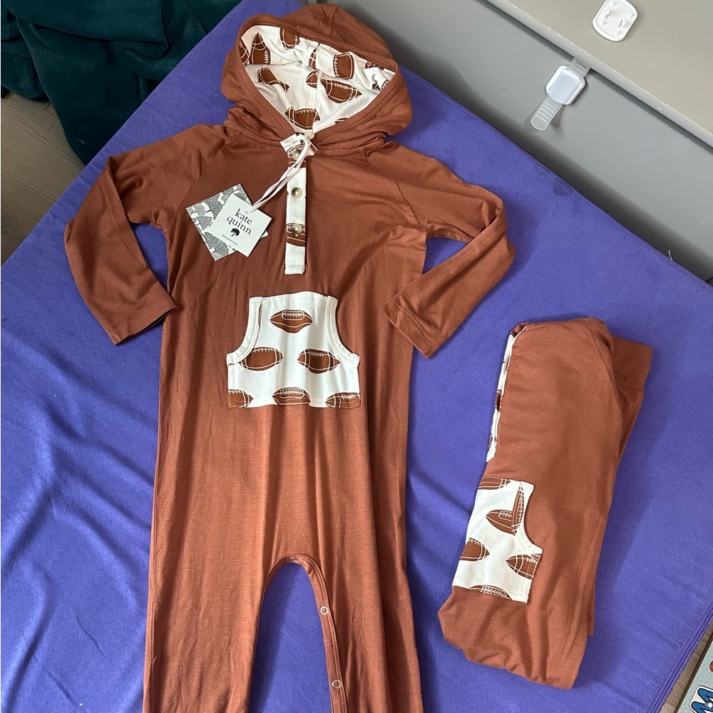 Kate Quinn Bamboo Football Romper 2T NWT